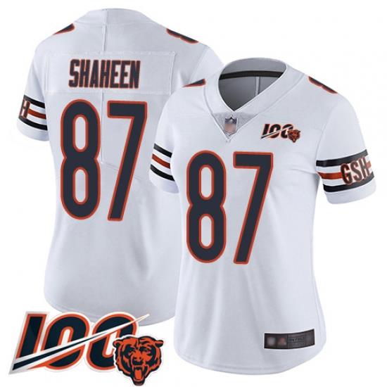 Women Chicago Bears 87 Adam Shaheen White Vapor Untouchable Limited Player 100th Season Football Jersey