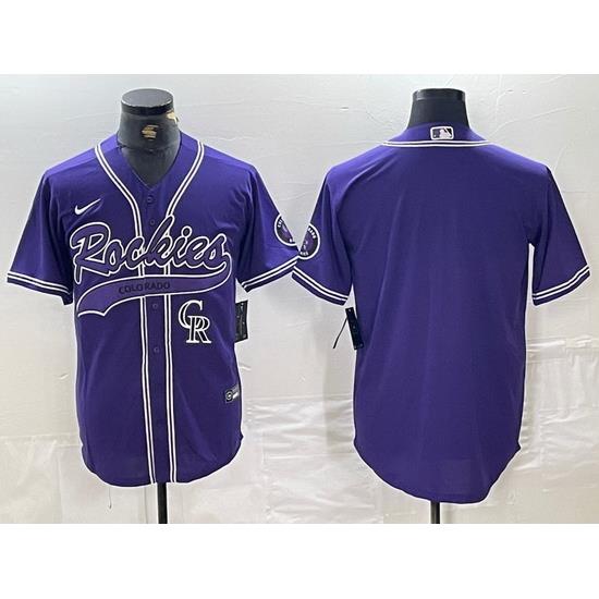 Men Colorado Rockies Purple Team Big Logo Cool Base Stitched Baseball Jersey 11