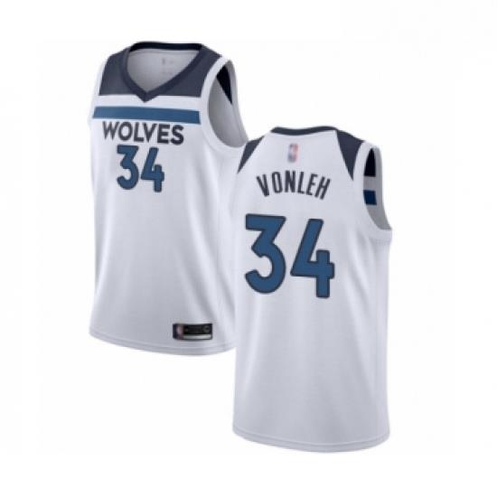 Mens Minnesota Timberwolves 34 Noah Vonleh Authentic White Basketball Jersey Association Edition
