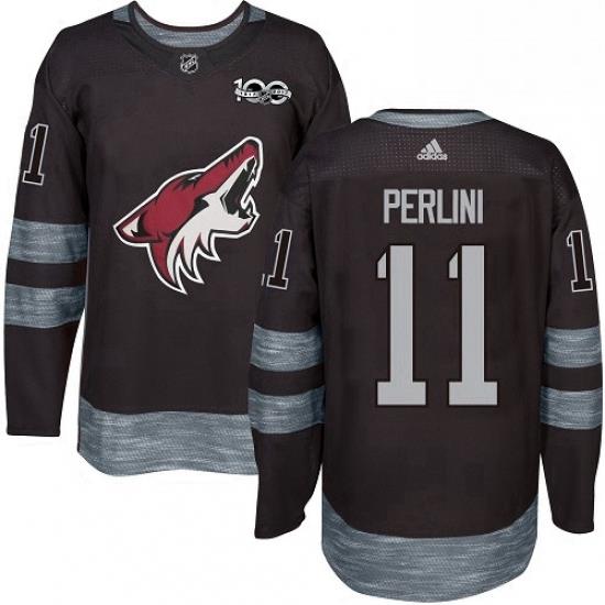 Mens Adidas Arizona Coyotes 11 Brendan Perlini Authentic Black 1917 2017 100th Anniversary NHL Jersey