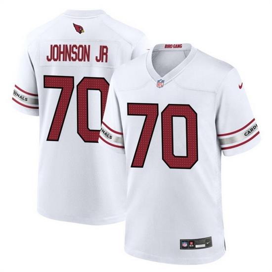 Men Arizona Cardinals 70 Paris Johnson Jr White 2023 Draft Stitched Game Football Jersey