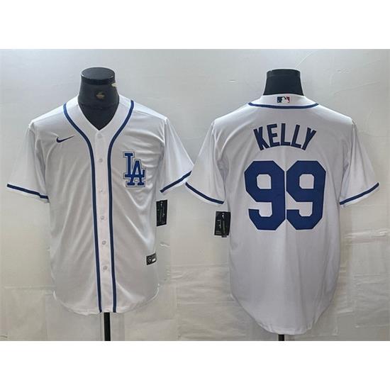 Men Los Angeles Dodgers 99 Joe Kelly White Cool Base Stitched Baseball Jersey
