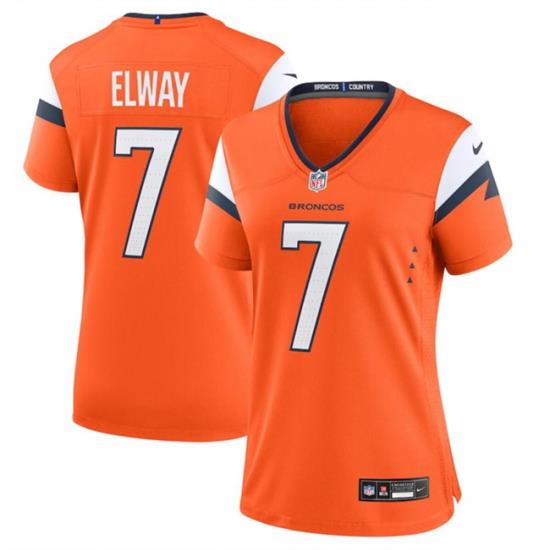 Women Denver Broncos 7 John Elway Orange 2024 Stitched Jersey