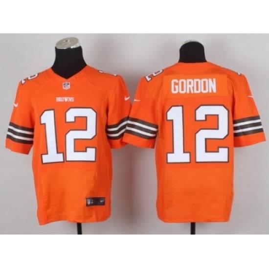Nike Cleveland Browns 12 Josh Gordon Orange Elite NFL Jersey