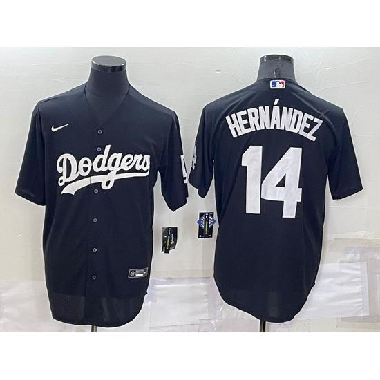 Men Los Angeles Dodgers 14 Kike Hernandez Black Cool Base Stitched Jerseyy