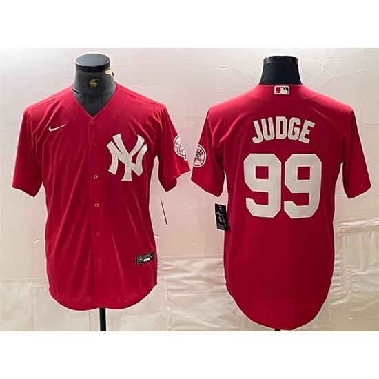Men NeW York Yankees 99 Aaron Judge Red Cool Base Stitched Baseball Jersey