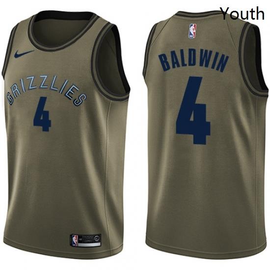 Youth Nike Memphis Grizzlies 4 Wade Baldwin Swingman Green Salute to Service NBA Jersey