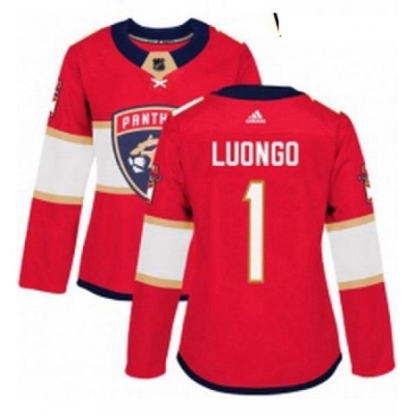 Womens Adidas Florida Panthers 1 Roberto Luongo Authentic Red Home NHL Jersey