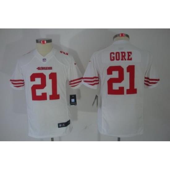 Youth Nike San Francisco 49ers 21# Gore White Limited Jerseys