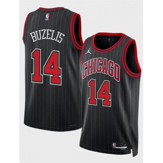 Men Chicago Bulls 14 Matas Buzelis Black 2024 Draft Statement Edition Stitched Basketball Jersey