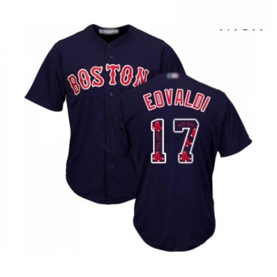 Mens Boston Red Sox 17 Nathan Eovaldi Authentic Navy Blue Team Logo Fashion Cool Base Baseball Jersey