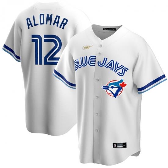 Men Toronto Blue Jays 12 Roberto Alomar Nike Home CooperstoWn Collection Player MLB Jersey White