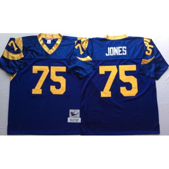 Men Los Angeles Rams 75 Deacon Jones Blue M&N Throwback Jersey