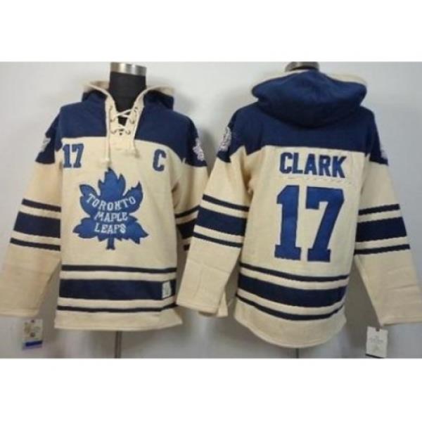 Toronto Maple Leafs 17 Wendel Clark Cream Stitched NHL Sawyer Hooded Sweatshirt