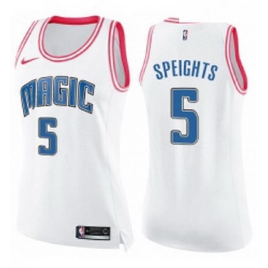 Womens Nike Orlando Magic 5 Marreese Speights Swingman WhitePink Fashion NBA Jersey