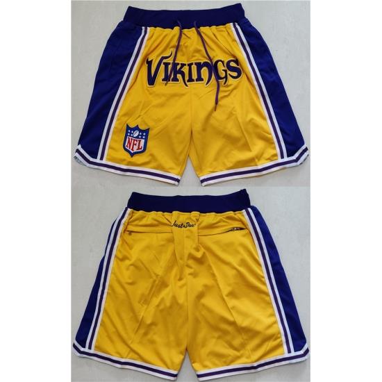 Men Minnesota Vikings Yellow Shorts