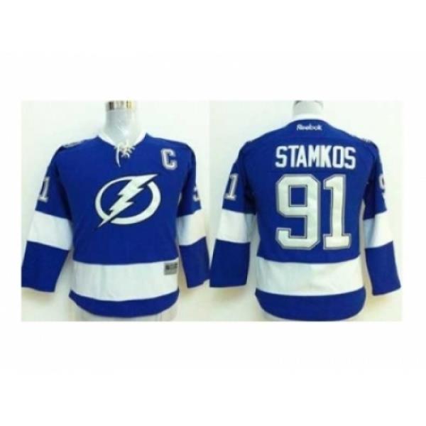 Youth NHL Jerseys Tampa Bay Lightning #91 Stamkos blue[2014 new stadium][patch C]