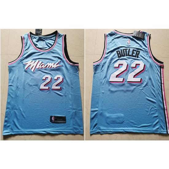 Heat 22 Jimmy Butler Light Blue Nike City Edition Swingman Jersey