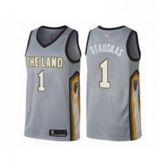 Youth Cleveland Cavaliers 1 Nik Stauskas Swingman Gray Basketball Jersey City Edition