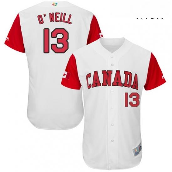Mens Canada Baseball Majestic 13 Tyler ONeill White 2017 World Baseball Classic Authentic Team Jersey