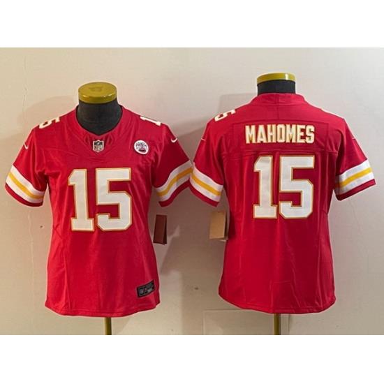 Women Kansas City Chiefs 15 Patrick Mahomes Red 2023 F U S E  Vapor Untouchable Limited Stitched Jersey