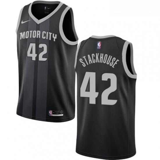 Youth Nike Detroit Pistons 42 Jerry Stackhouse Swingman Black NBA Jersey City Edition