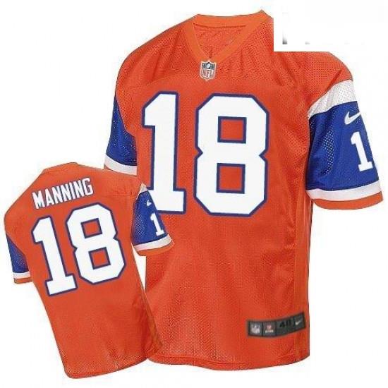 Men Nike Denver Broncos 18 Peyton Manning Elite Orange ThroWback NFL Jersey