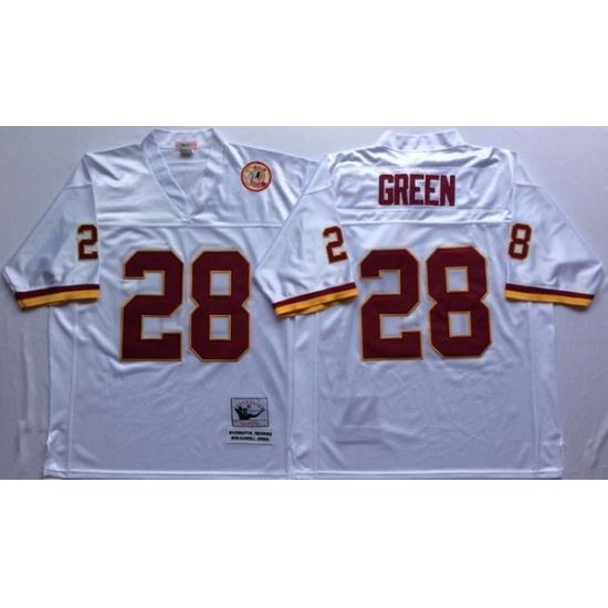 Men Redskins 28 Darrell Green White M&N Throwback Jersey