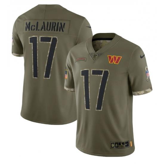 Men Washington Commanders 17 Terry McLaurin Olive 2022 Salute To Service Limited Stitched Jersey
