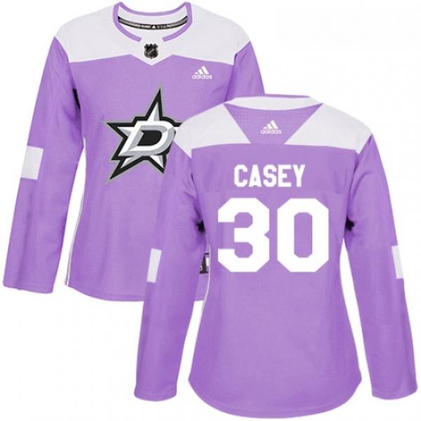 Womens Adidas Dallas Stars 30 Jon Casey Authentic Purple Fights Cancer Practice NHL Jersey