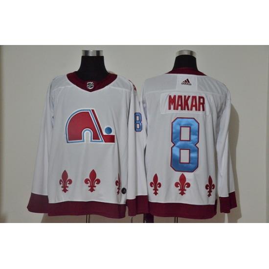 Men Colorado Avalanche 8 Cale Makar White 2020 21 Reverse Retro Adidas Jersey