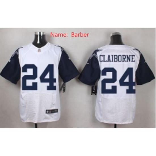 Men Nike Dallas Cowboys #24 Marion Barber White Throwback Sitched NFL Jersey