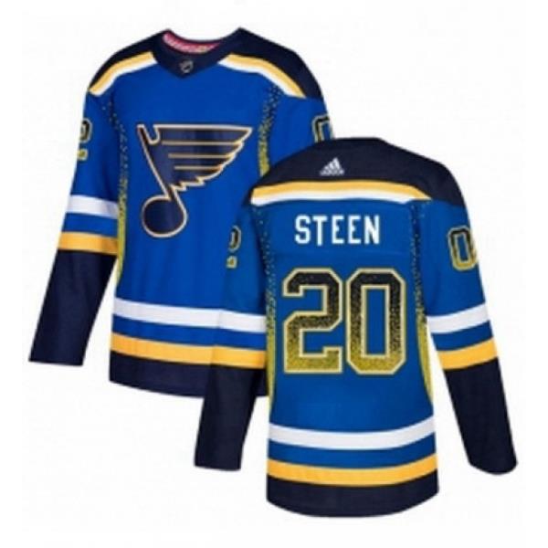 Mens Adidas St Louis Blues 20 Alexander Steen Authentic Blue Drift Fashion NHL Jersey