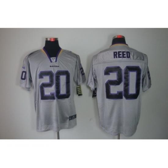 Nike Baltimore Ravens 20 Ed Reed Black Grey Elite Lights Out NFL Jersey