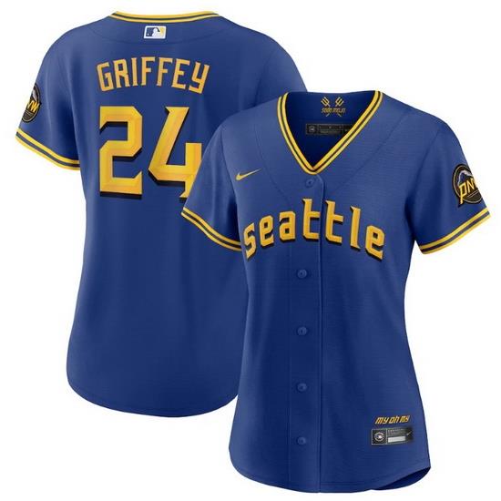 Women Seattle Mariners 24 Ken Griffey Jr  Royal 2023 City Connect Stitched Baseball Jersey