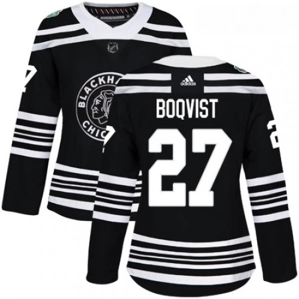 Womens Adidas Chicago Blackhawks 27 Adam Boqvist Authentic Black 2019 Winter Classic NHL Jersey