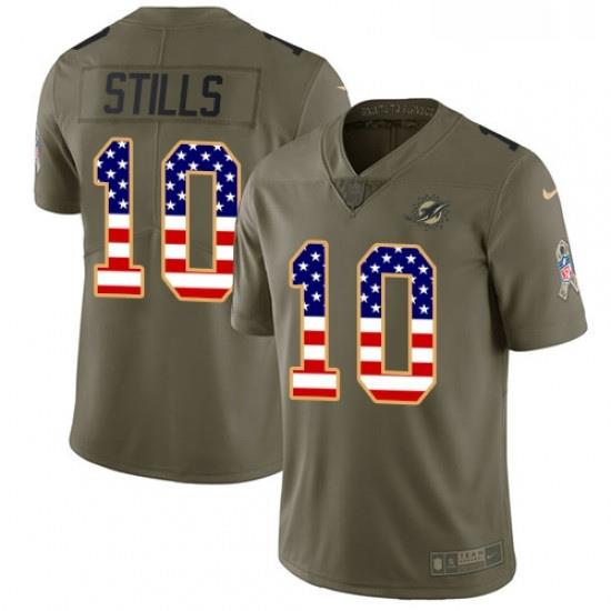 Youth Nike Miami Dolphins 10 Kenny Stills Limited OliveUSA Flag 2017 Salute to Service NFL Jersey