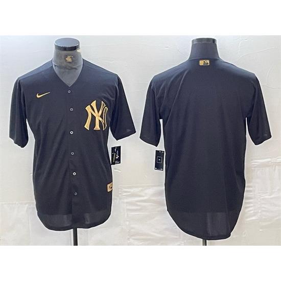Men NeW York Yankees Blank Black Cool Base Stitched Baseball Jersey