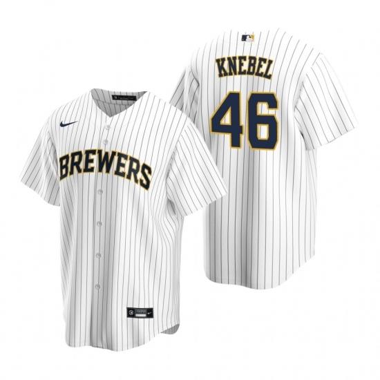 Mens Nike MilWaukee BreWers 46 Corey Knebel White Alternate Stitched Baseball Jersey