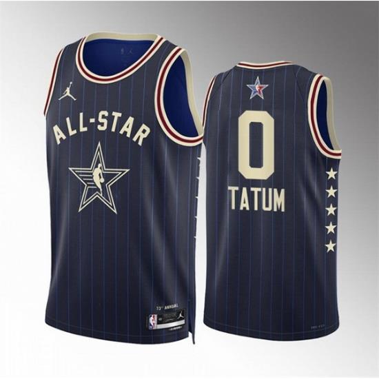 Men 2024 All Star 0 Jayson Tatum Navy Stitched Basketball Jersey
