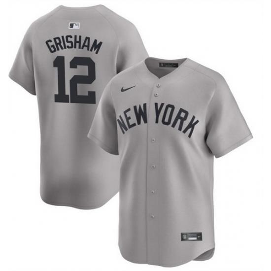 Men NeW York Yankees 12 Trent Grisham Gray 2024 AWay Limited Cool Base Stitched Baseball Jersey