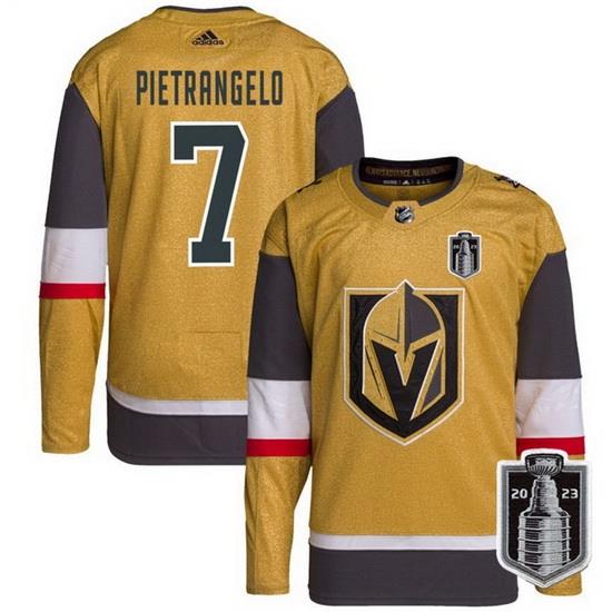 Men Vegas Golden Knights 7 Alex Pietrangelo Gold 2023 Stanley Cup Final Stitched Jersey
