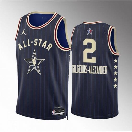 Men 2024 All Star 2 Shai Gilgeous Alexander Navy Stitched Basketball Jersey