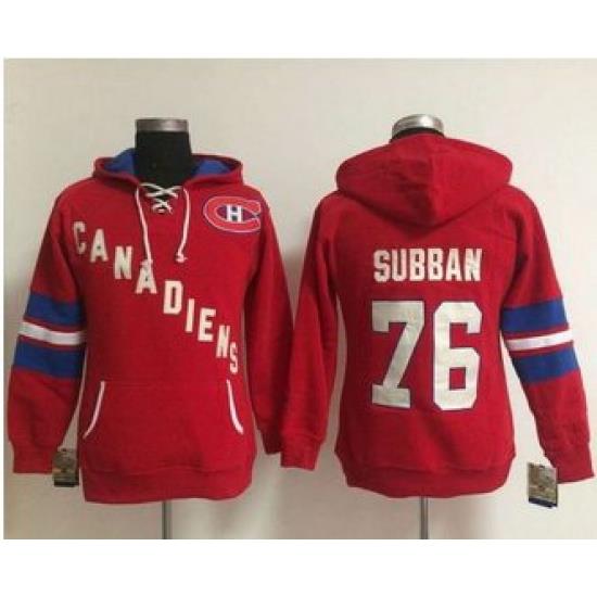 Women Montreal Canadiens 76 P K Subban Red Old Time Heidi NHL Hoodie