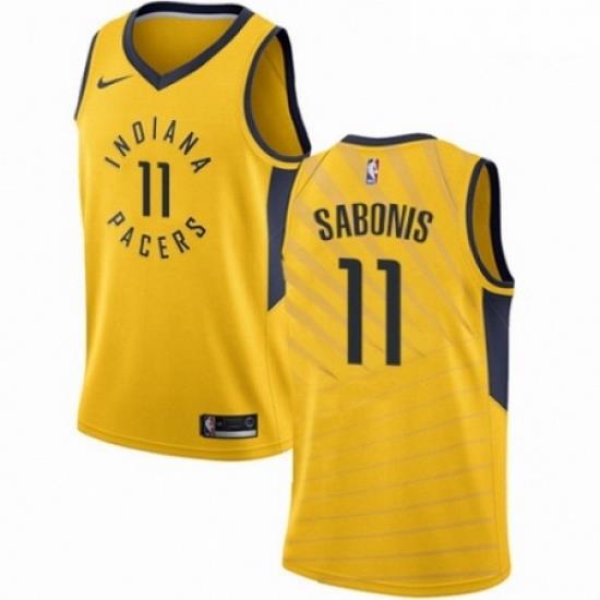 Mens Nike Indiana Pacers 11 Domantas Sabonis Authentic Gold NBA Jersey Statement Edition
