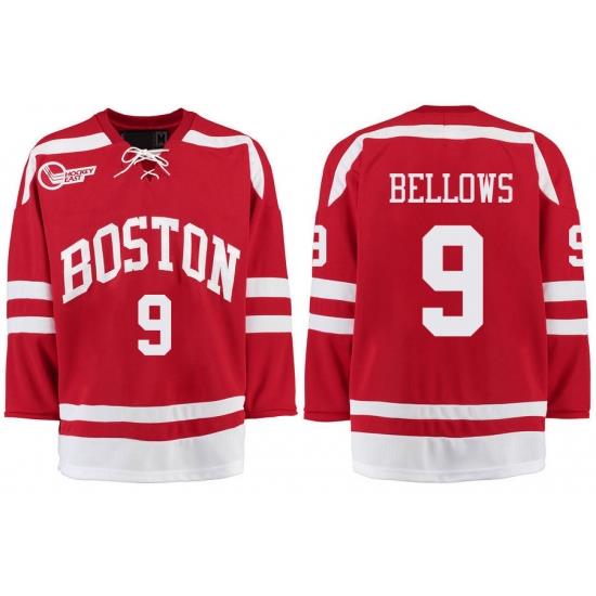 Boston University Terriers BU 9 Kieffer Bellows Red Stitched Hockey Jersey