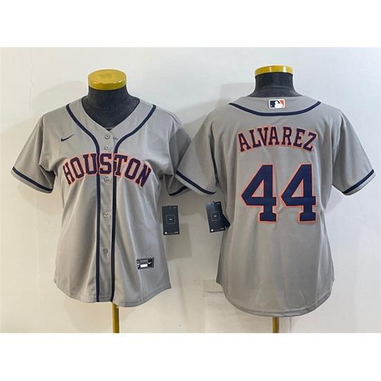 Women Houston Astros 44 Yordan Alvarez Gray Cool Base Stitched Baseball Jersey