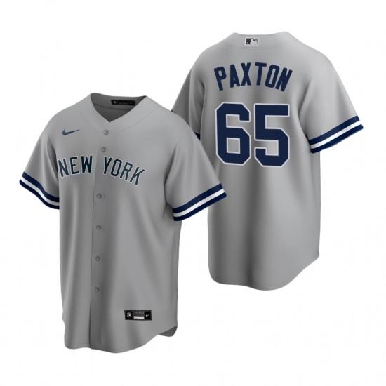 Mens Nike NeW York Yankees 65 James Paxton Gray Road Stitched Baseball Jersey