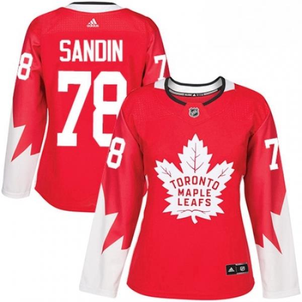 Womens Adidas Toronto Maple Leafs 78 Rasmus Sandin Authentic Red Alternate NHL Jersey