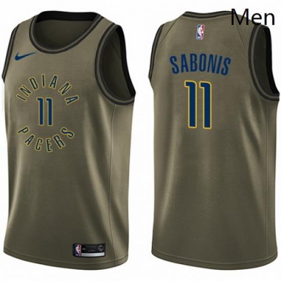 Mens Nike Indiana Pacers 11 Domantas Sabonis Swingman Green Salute to Service NBA Jersey